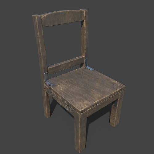 3D model old wooden chair game asset VR / AR / lowpoly CGTrader