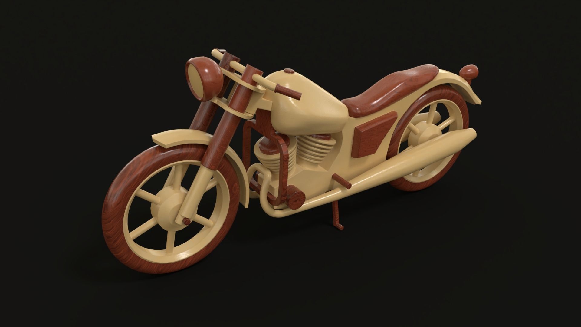 Wooden motorcycle toy 3D model CGTrader
