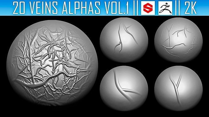 ZBrush Veins Alphas 3D model