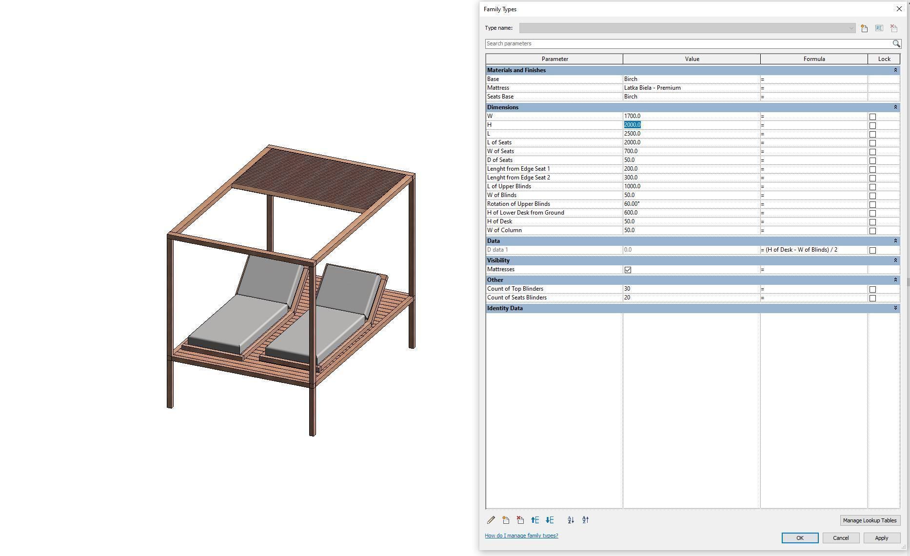 3D model Camp bed - Full parametric Revit Family VR / AR / low-poly ...