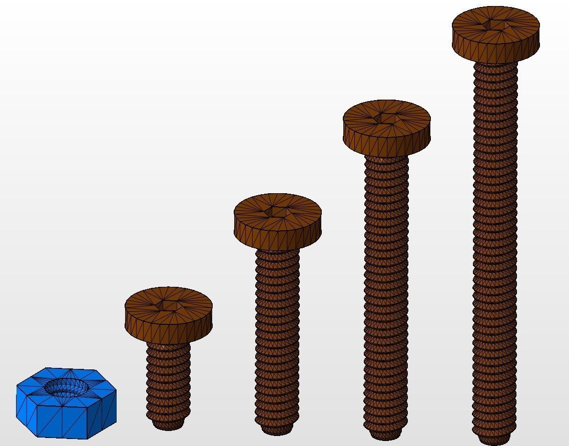 m3 screws and nut collection 3D model 3D printable CGTrader