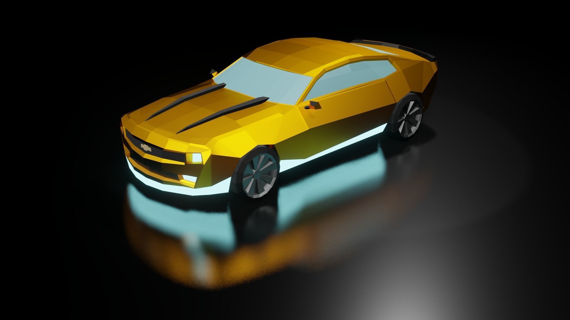 Low Poly Car With Glossy Gold 3D CGTrader