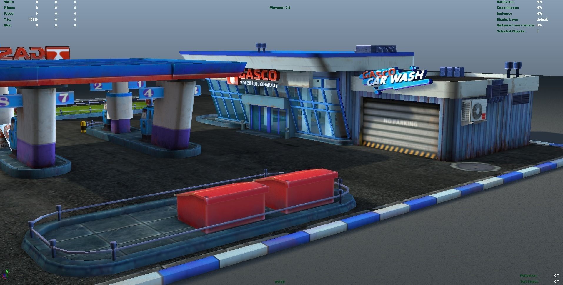 3D model Gas Station pack low poly VR / AR / lowpoly MAX OBJ FBX MA