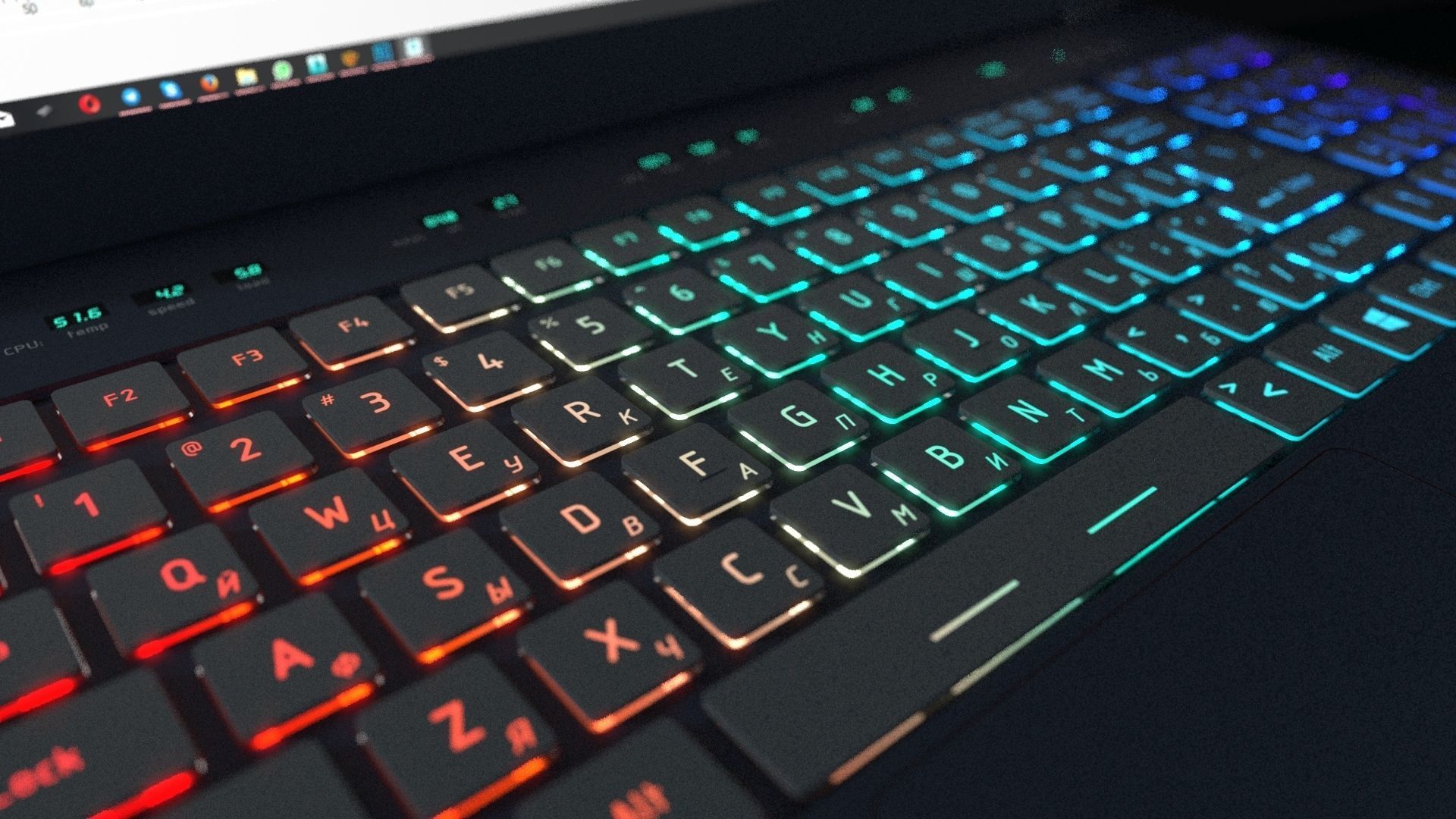 English and Russian Latin Cyrillic keyboard Laptop 3D 1