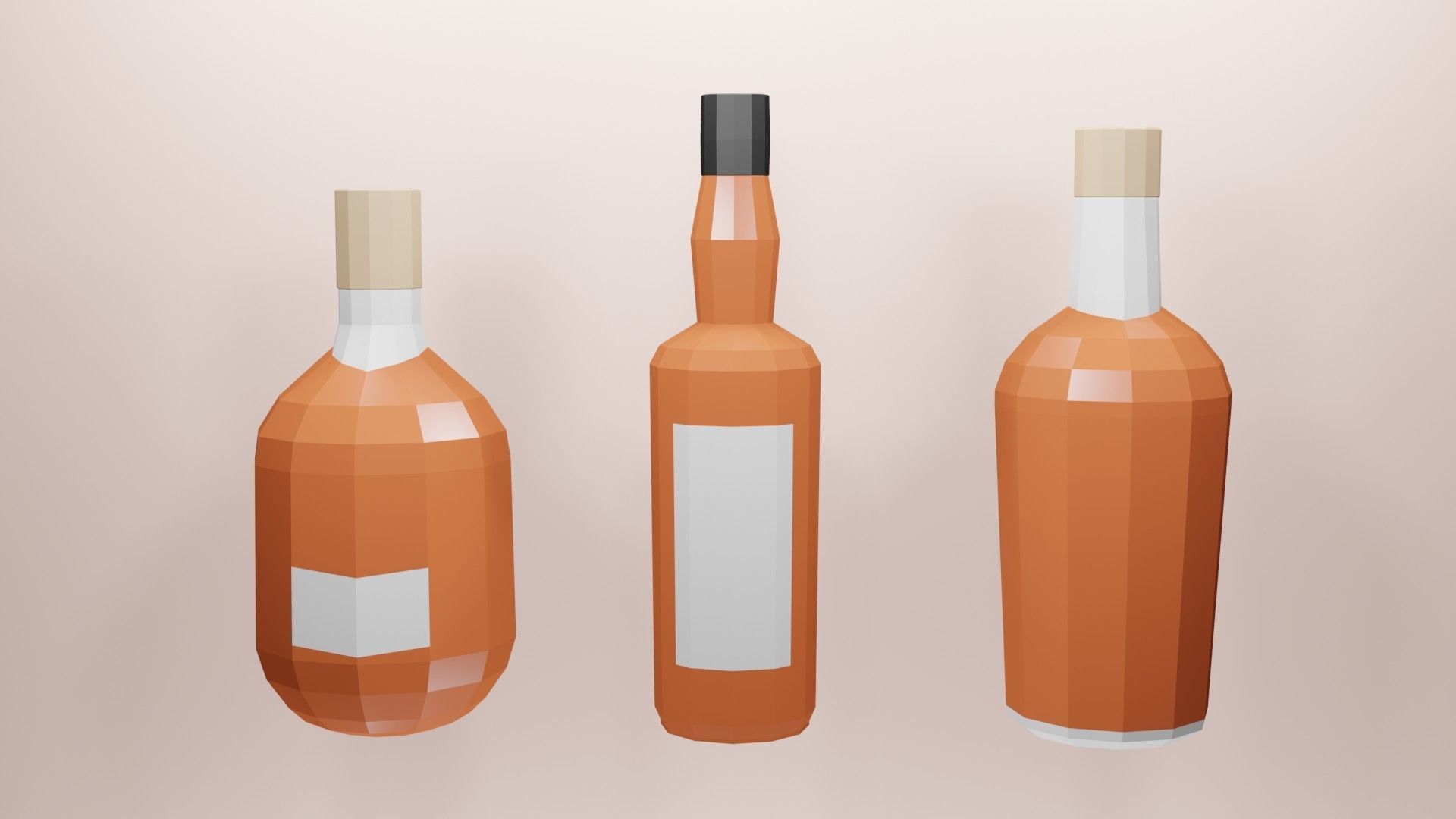 3D model Low Poly Liquor Bottles 2 VR / AR / lowpoly OBJ FBX BLEND