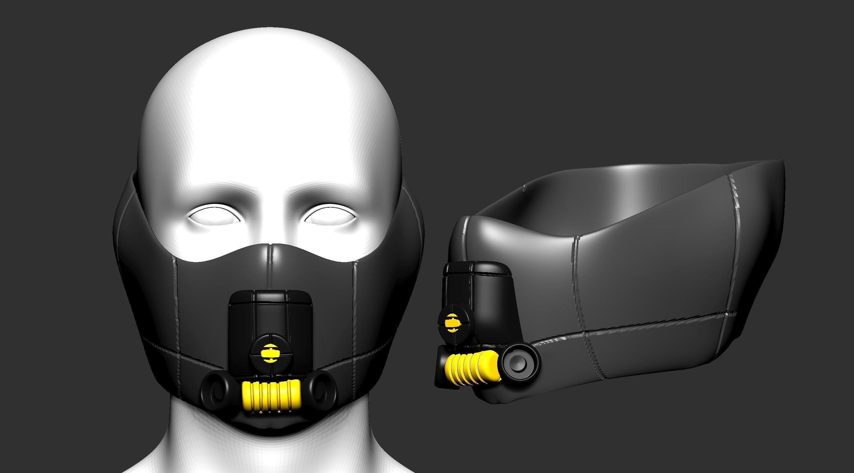 gas mask helmet scifi high poly sculpt ver4 3d printable