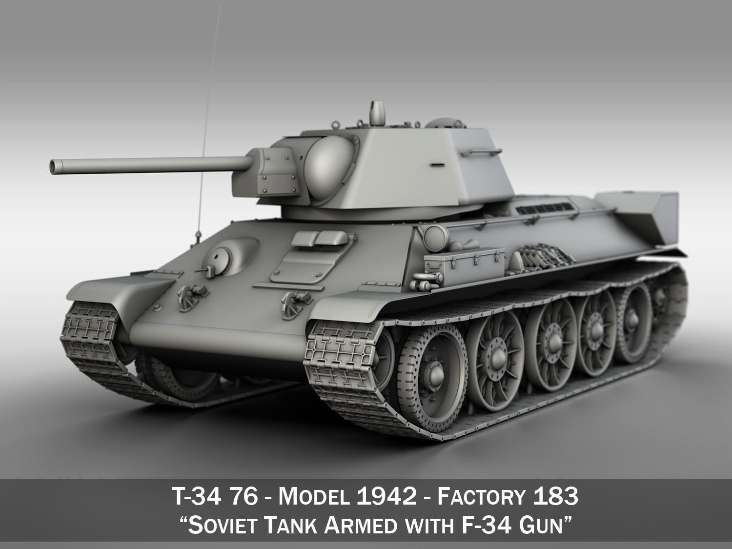 T3476 Model 1942 Factory 183 Soviet Medium Tank 3D model CGTrader