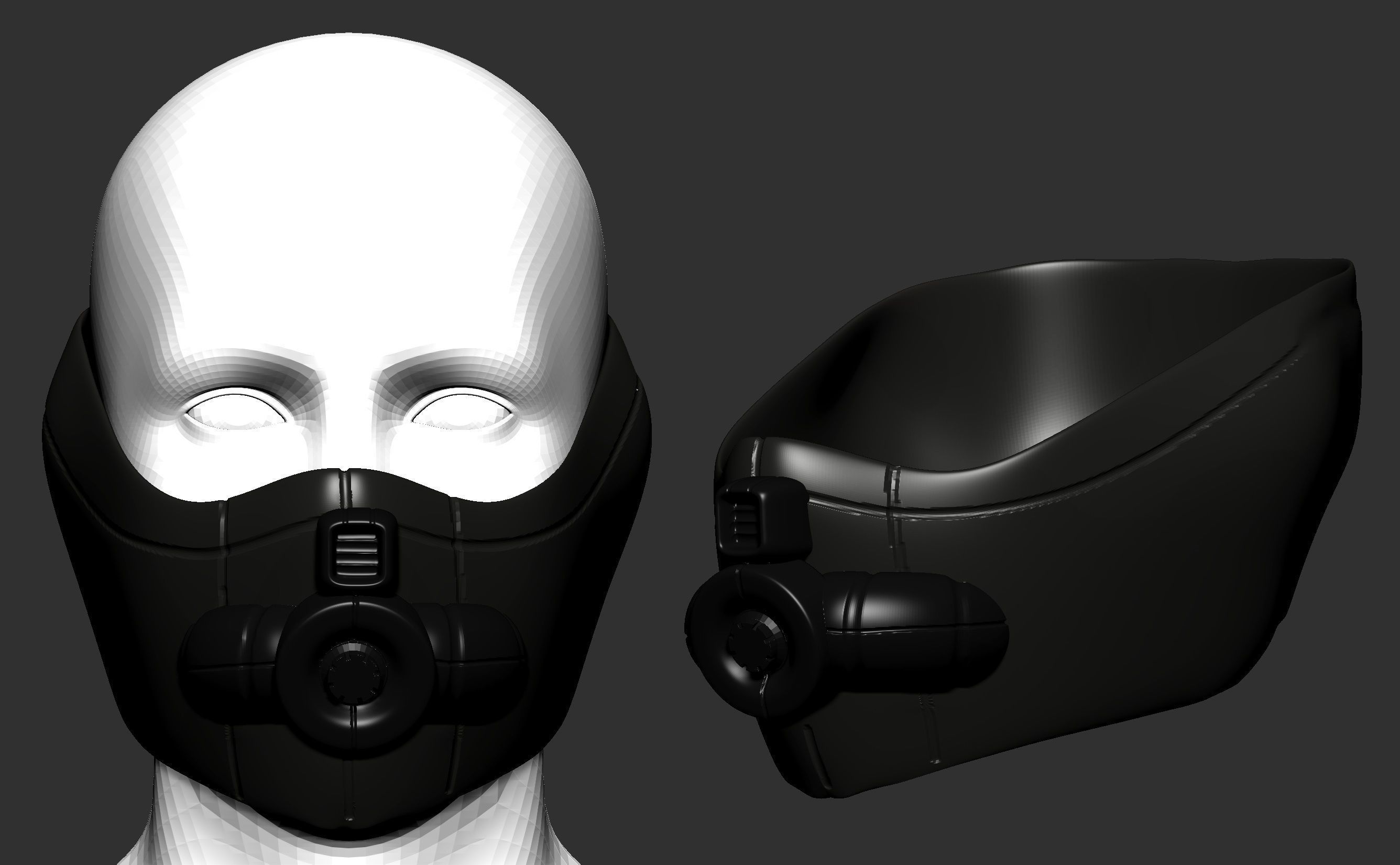 gas mask helmet scifi high poly sculpt 3d 1