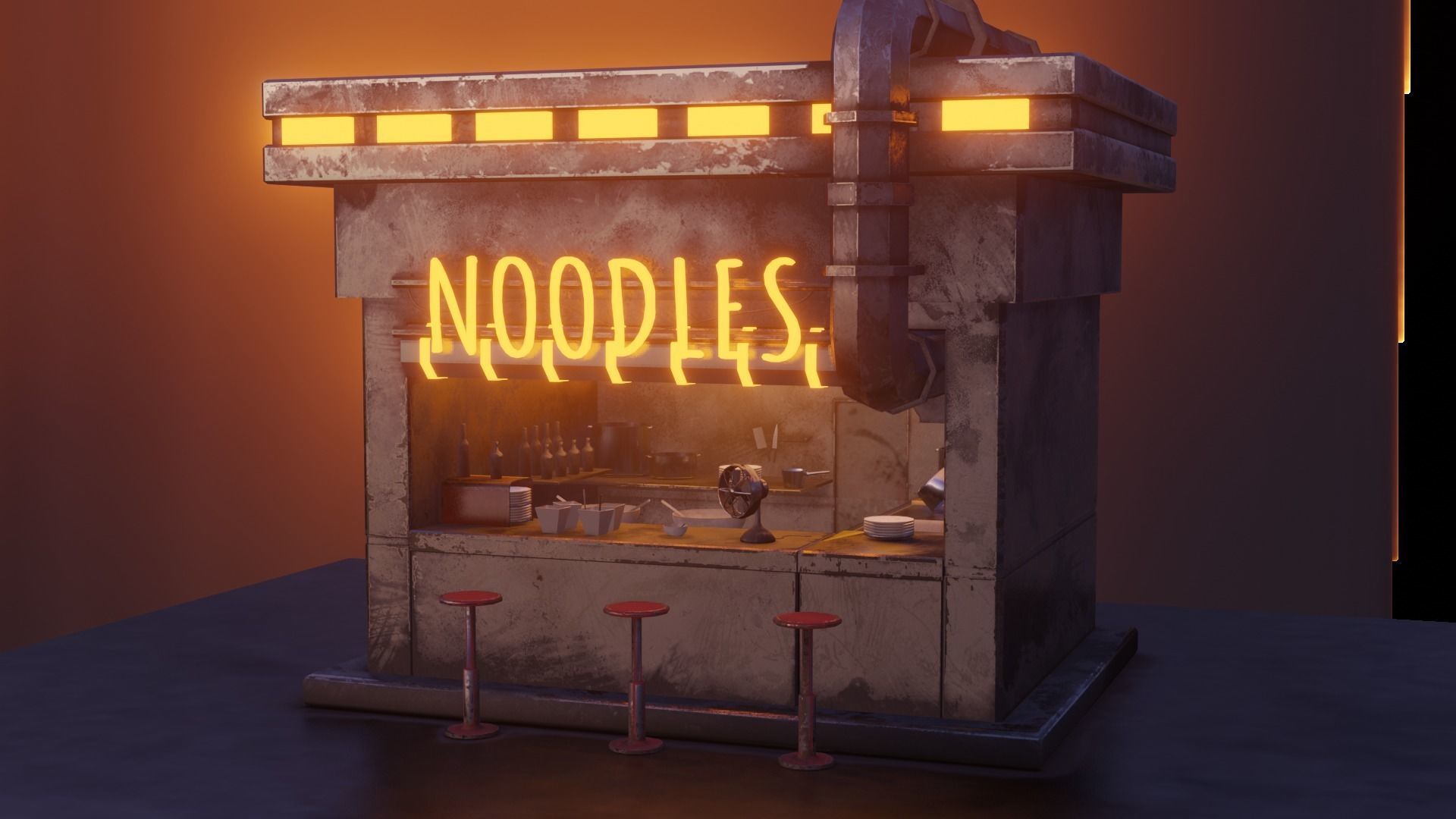 3D model Noodle Shop VR / AR / lowpoly CGTrader