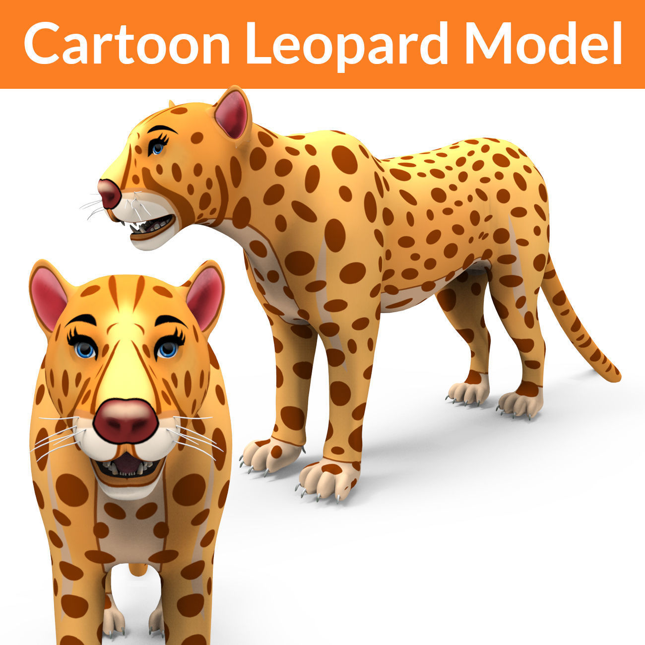 3D Cartoon Leopard low poly game ready
