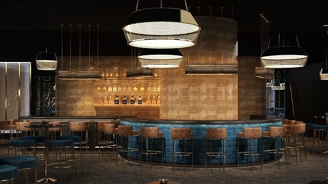 Luxury nightclub bar interior design 3D model | CGTrader