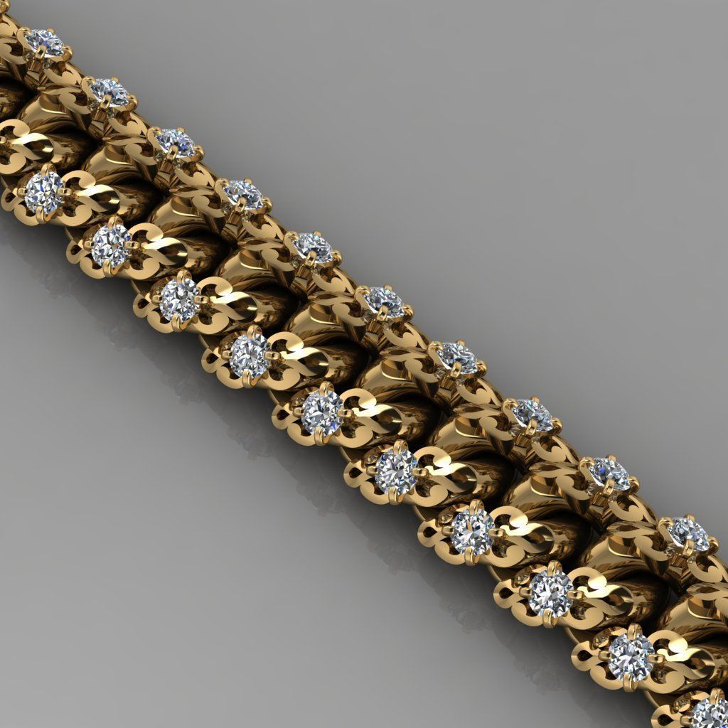 Miami cuban link chain bracelet with an ornament and gems 0139