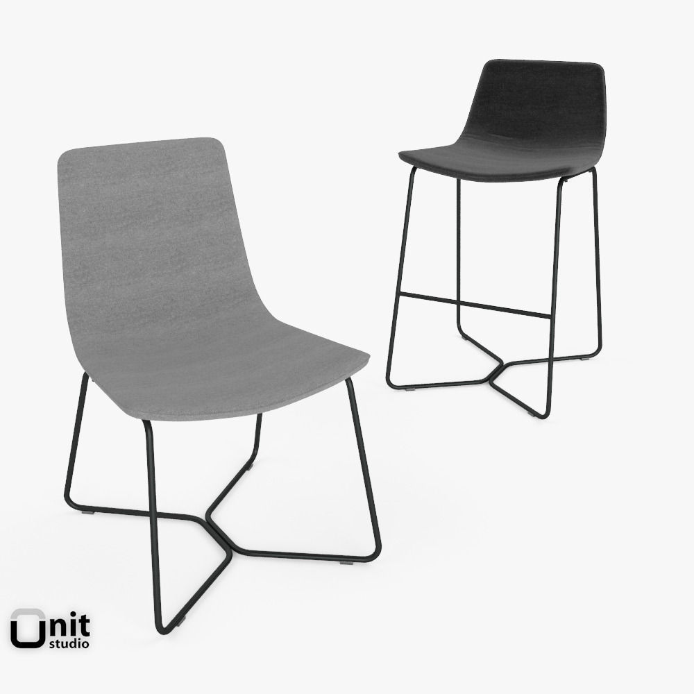 Model Slope Chair And Stool By West Elm Cgtrader Slope Chair And Stool By West Elm Model Max Obj S Fbx 1