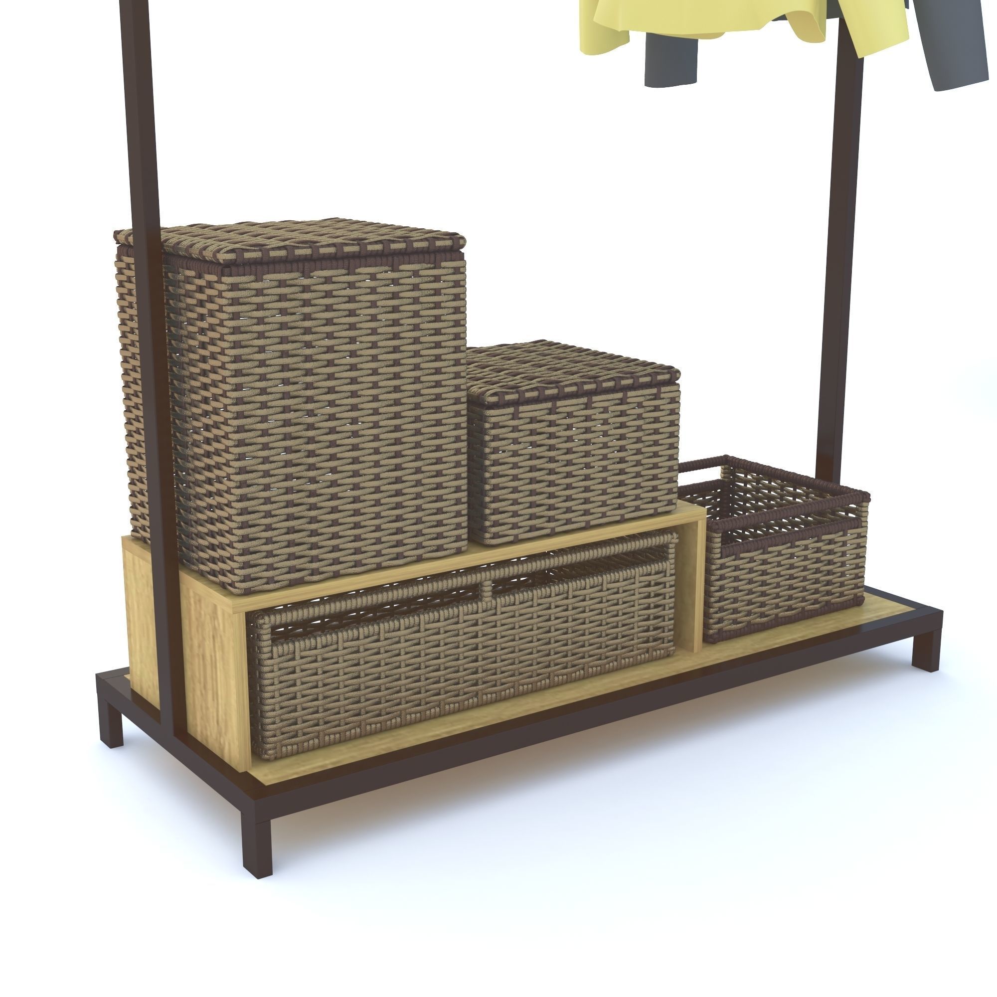 Wardrobe with rattan baskets 3D model CGTrader