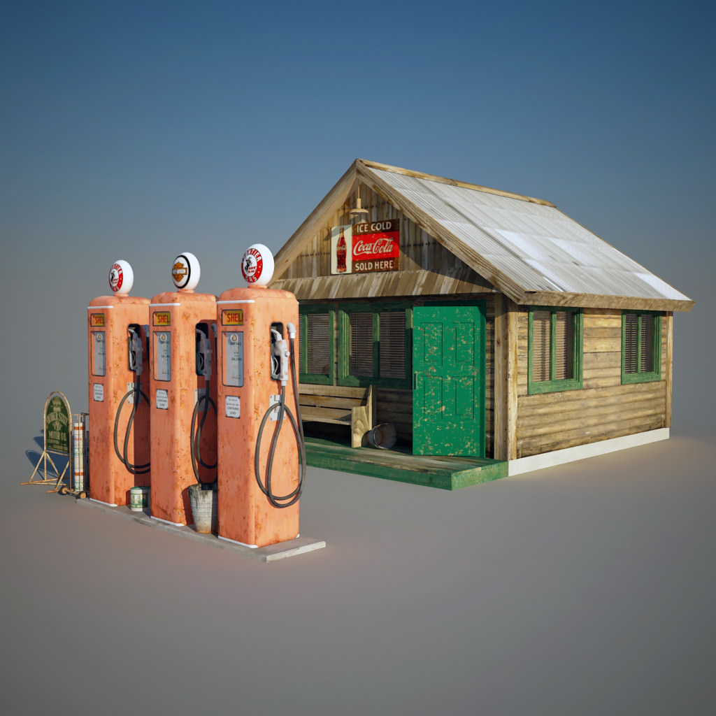 Gas station parts 3D model CGTrader