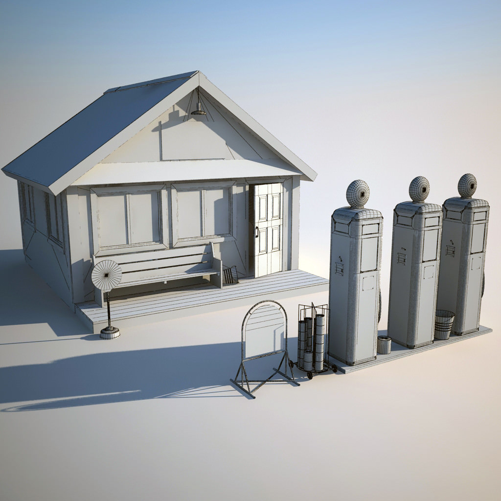 Gas station parts 3D model CGTrader