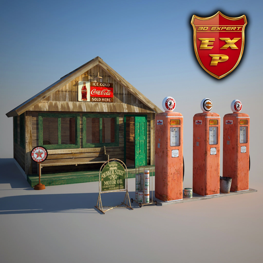 Gas station parts 3D model CGTrader