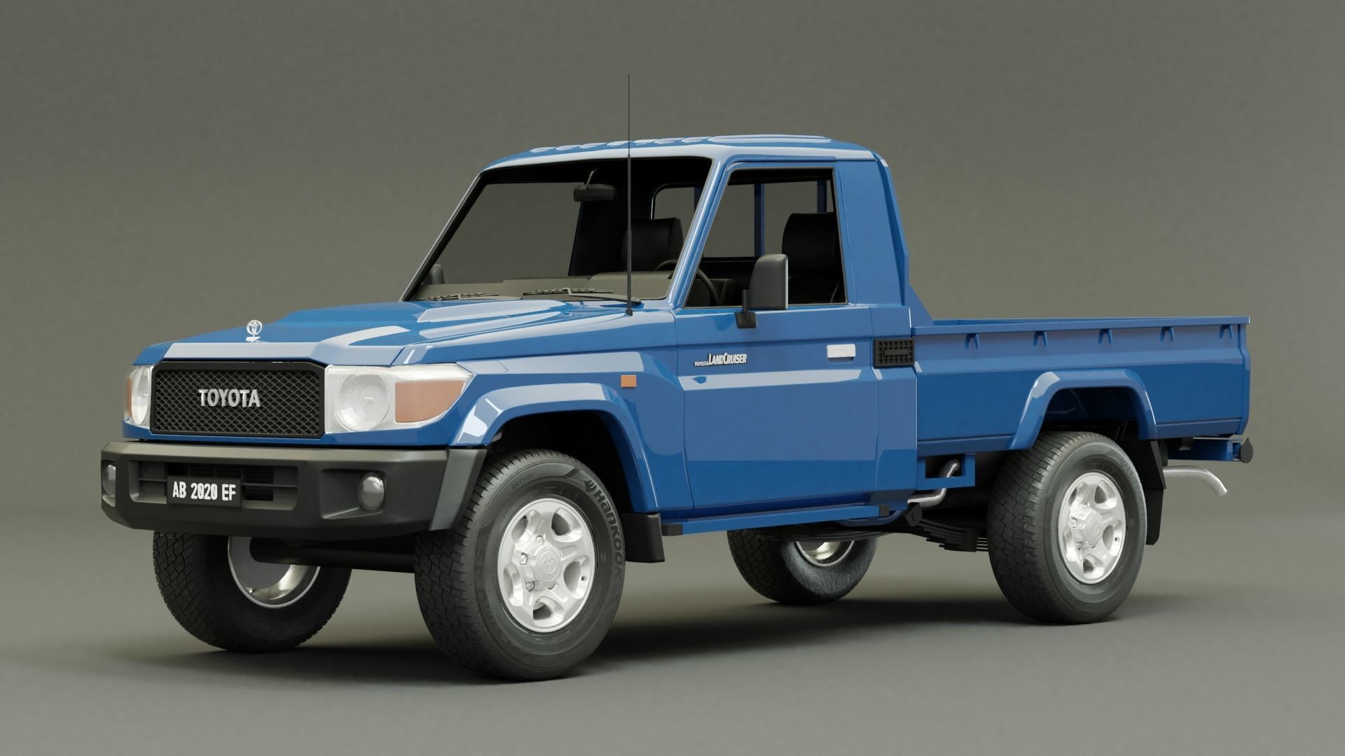 Truck 3d Model Land Cruiser Pickup Blue Cgtrader