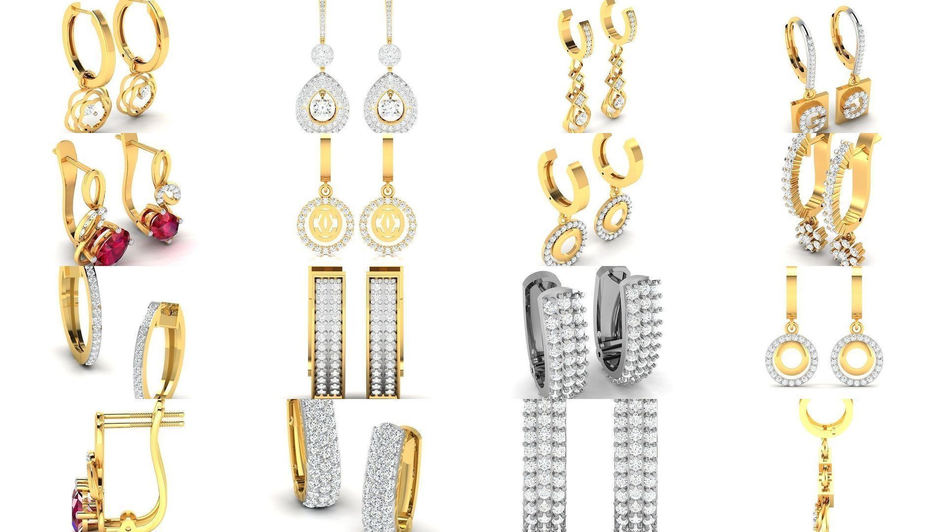 75 ENGLISH LOCK EARRINGS 3D Model Collection CGTrader