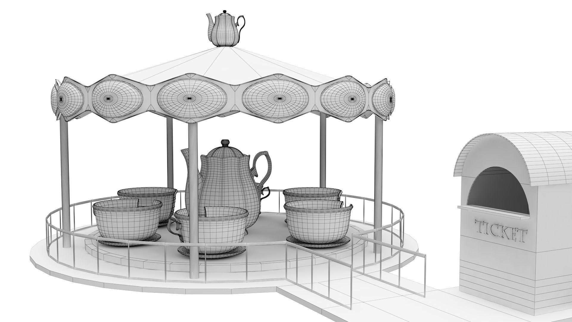 3D model Tea Cup Ride VR / AR / lowpoly CGTrader