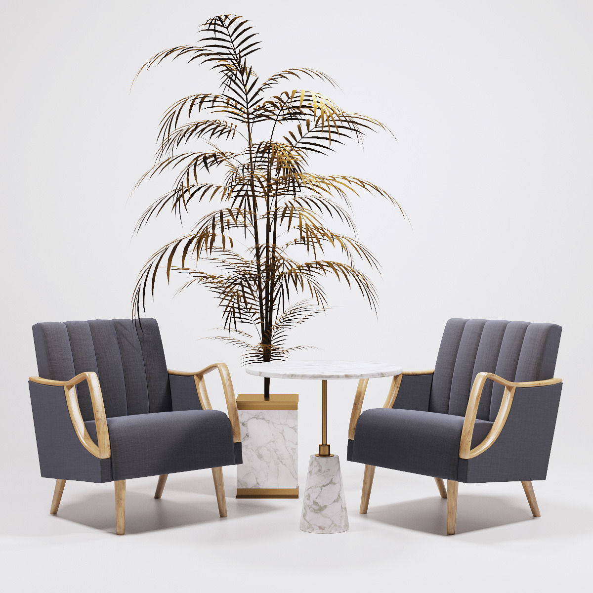 Horta Fauteuil Armchairs and golden palm