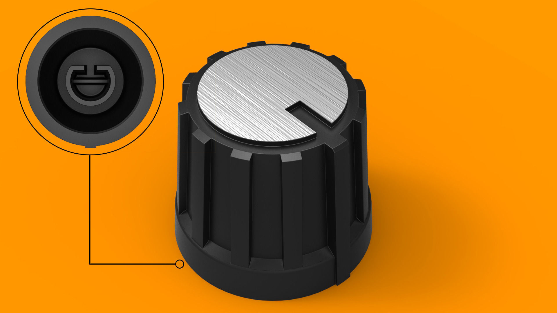 Potentiometer knob 6mm free 3D Model 3D printable .stl .sldprt .sldasm