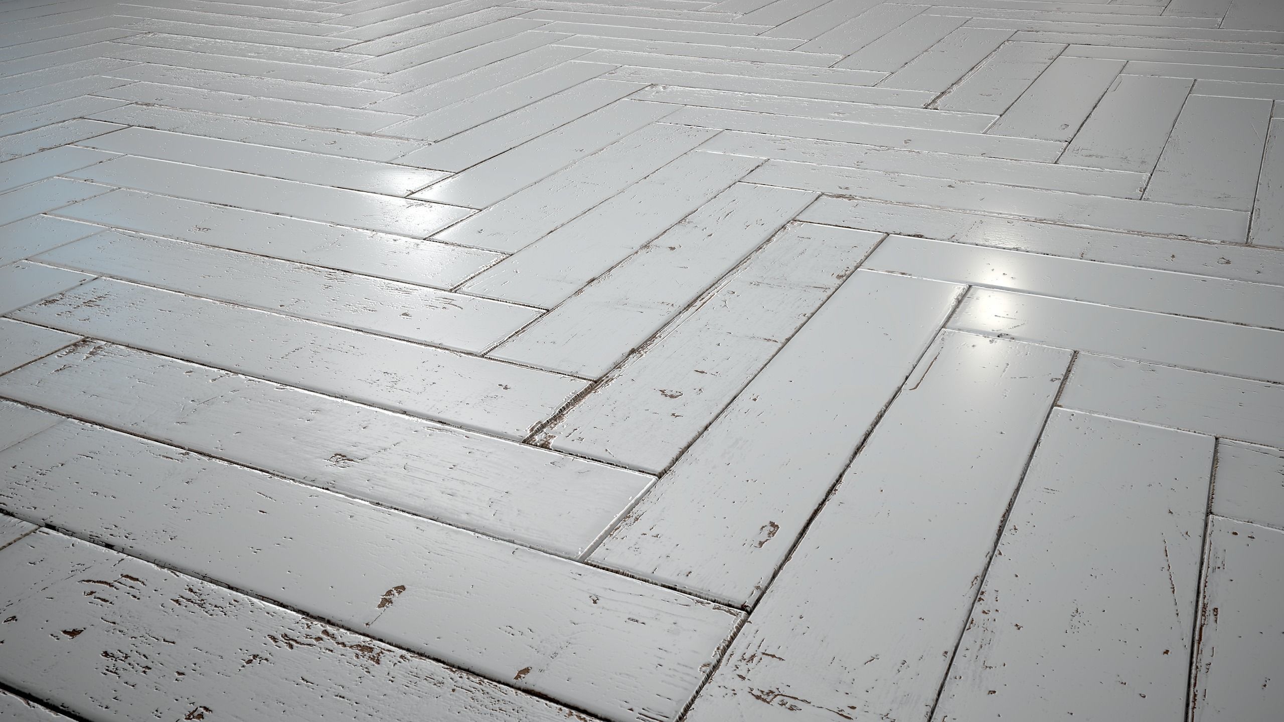 White Painted herringbone parquet - PBR textures