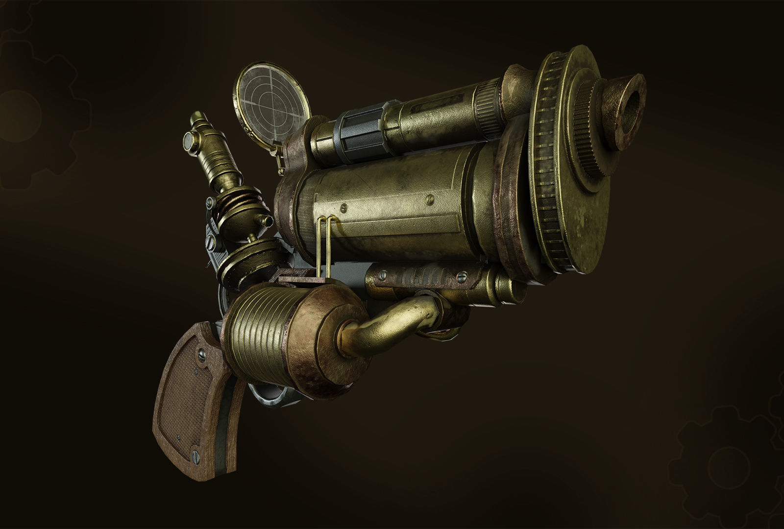 Steampunk gun whith microscope