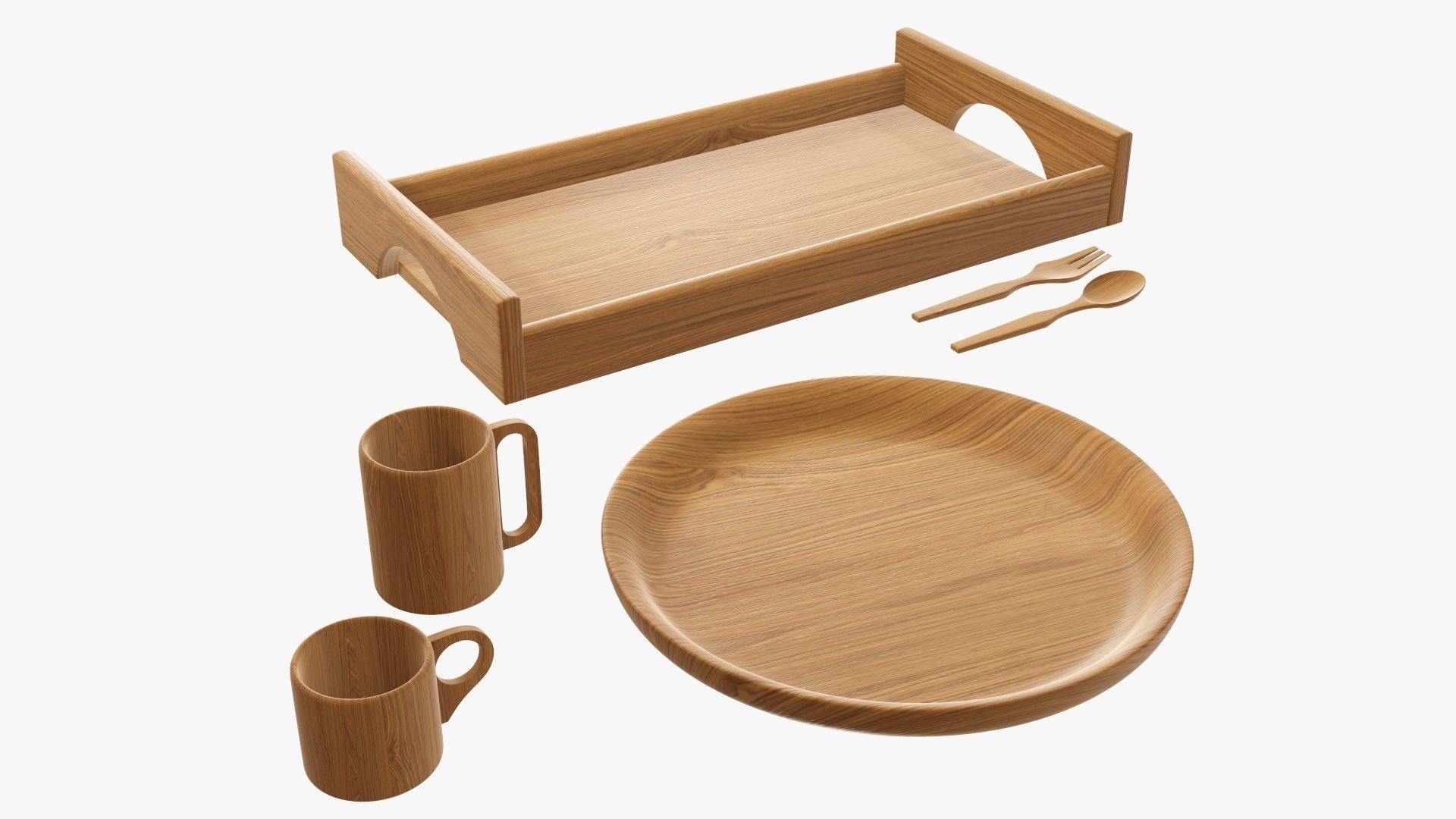 wooden flatware tableware dinnerware set
