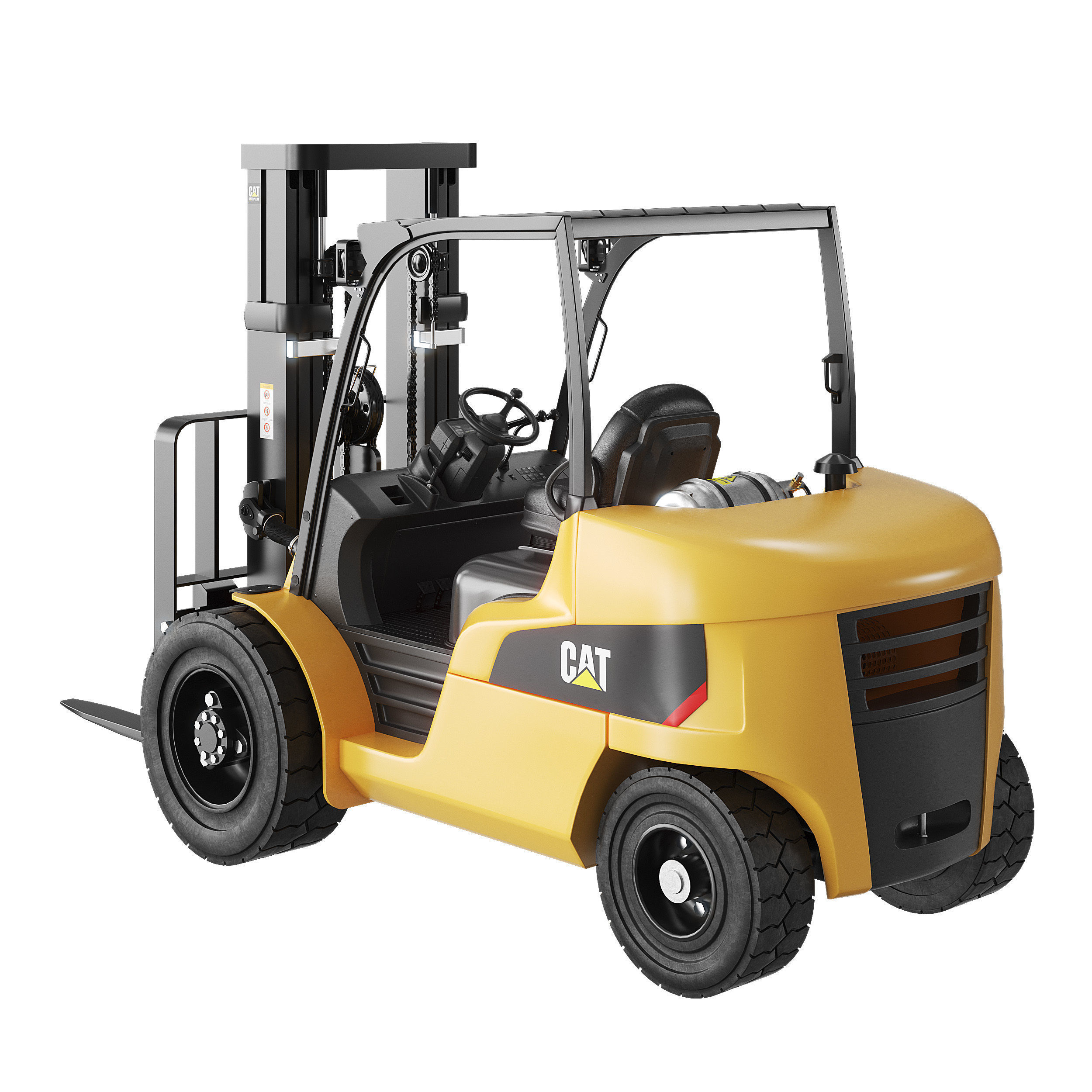 CAT Forklift Manual Loader and Warehouse Carts Kit 3D model CGTrader