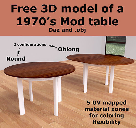Table with two different views free 3D model | CGTrader