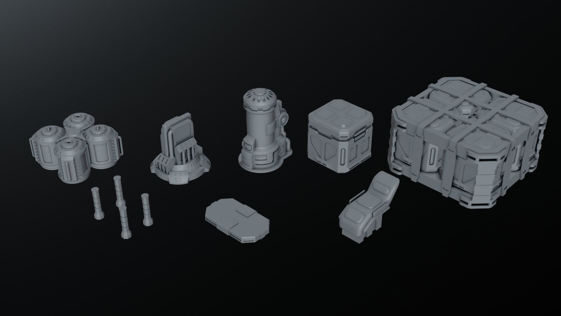 Sci Fi Terrain Pack 01 3D model 3D printable | CGTrader
