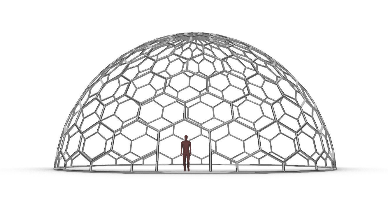 3D model Hexagonal Dome structure Geodoesic Like Wireframe