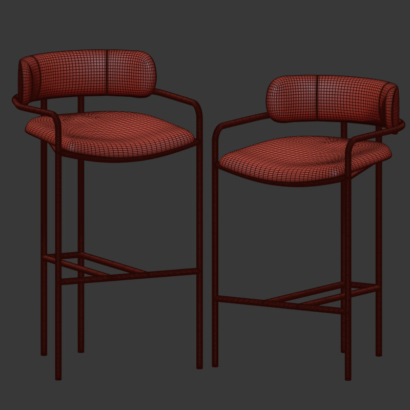 Lenox Velvet Bar and Counter Stools West Elm 3D model CGTrader