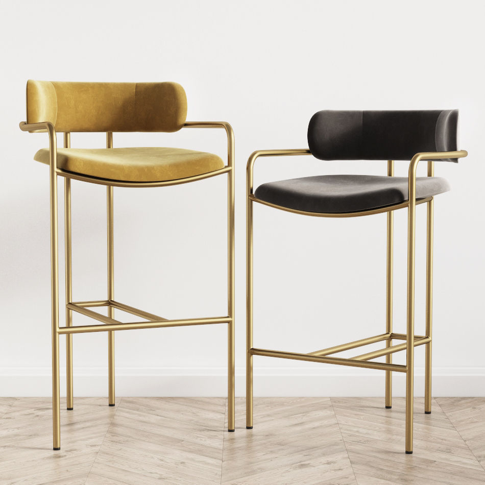 Lenox Velvet Bar and Counter Stools West Elm