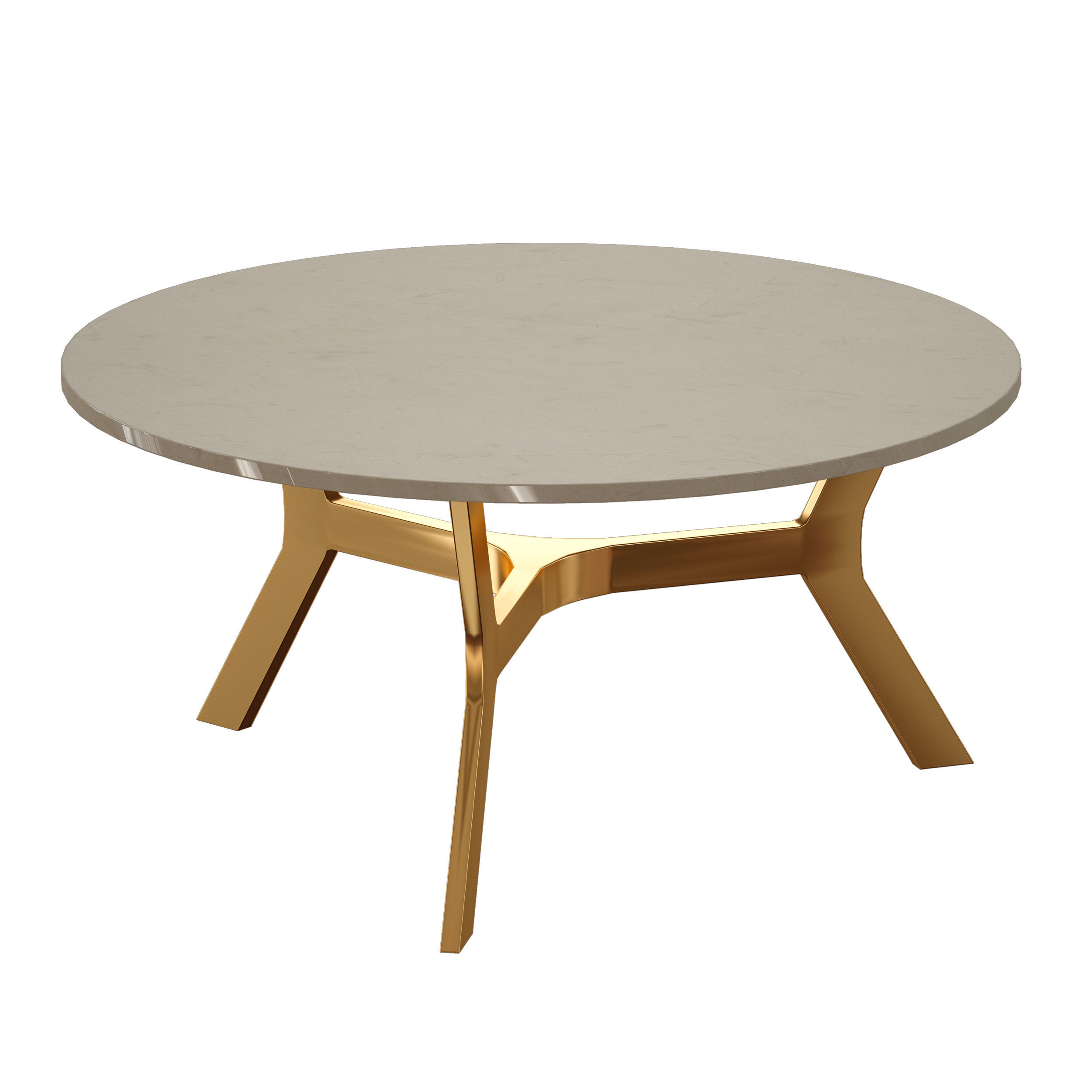 Elke Round Marble Coffee Table with Brass Base Crate and Barrel 3D model CGTrader