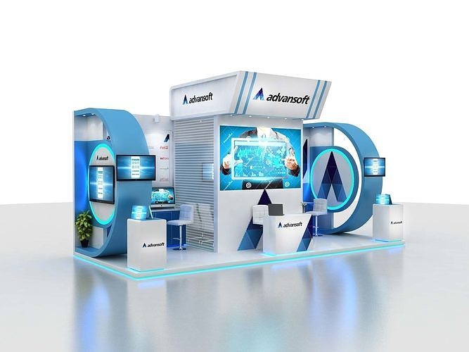 Exhibition booth design 3D model CGTrader