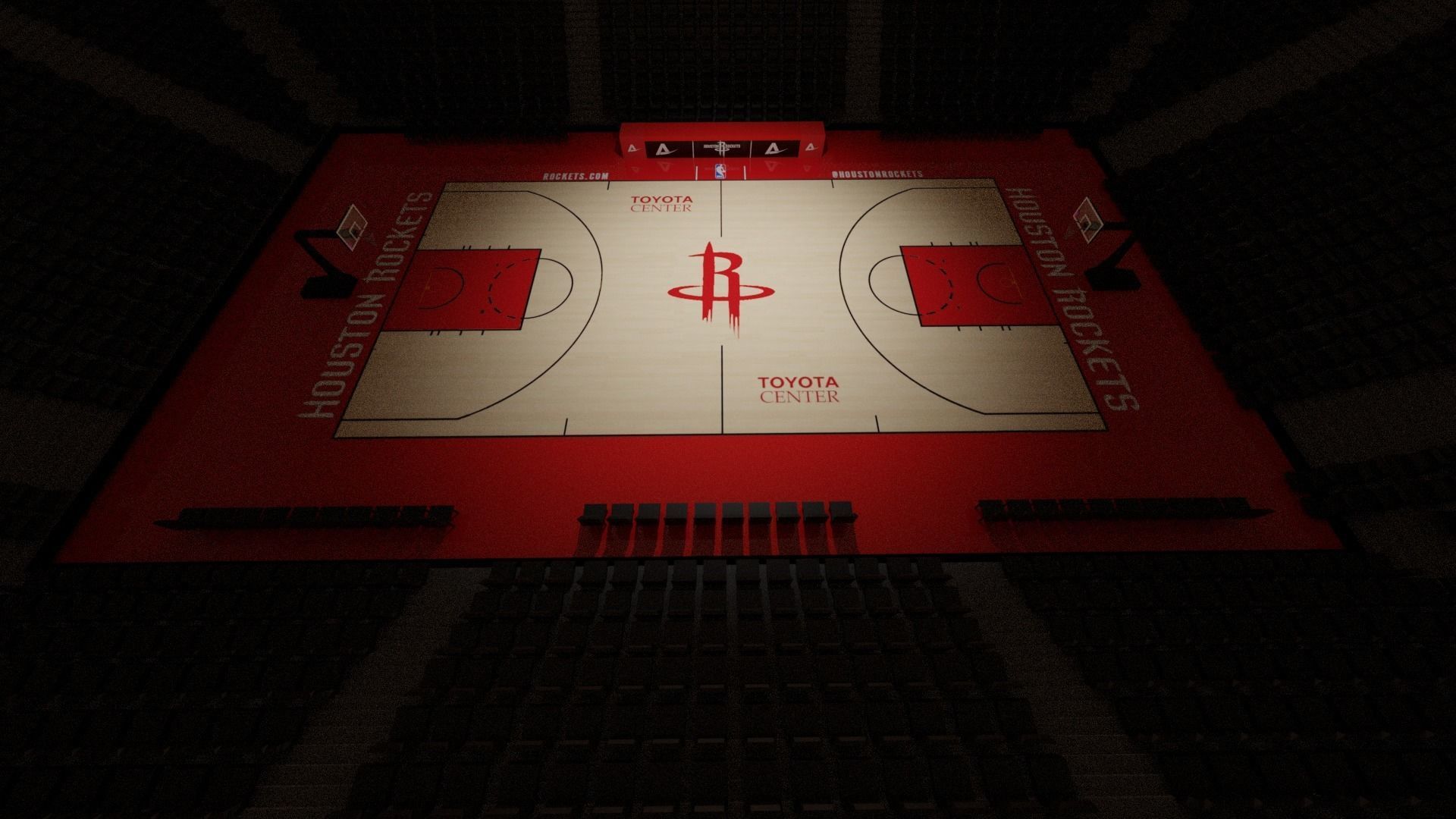 Basketball Stadium With Houston Rockets Texture free VR / AR / low-poly ...