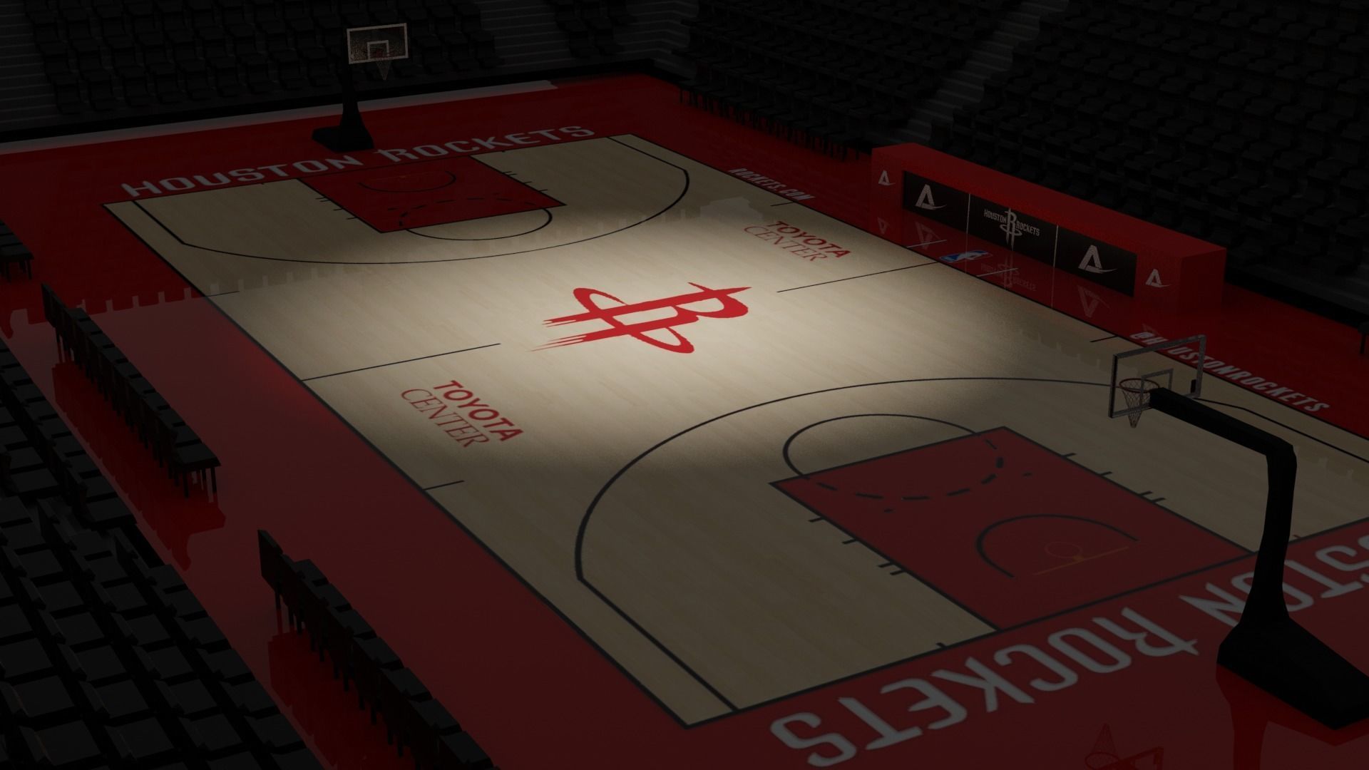 Basketball Stadium With Houston Rockets Texture free VR / AR / low-poly ...