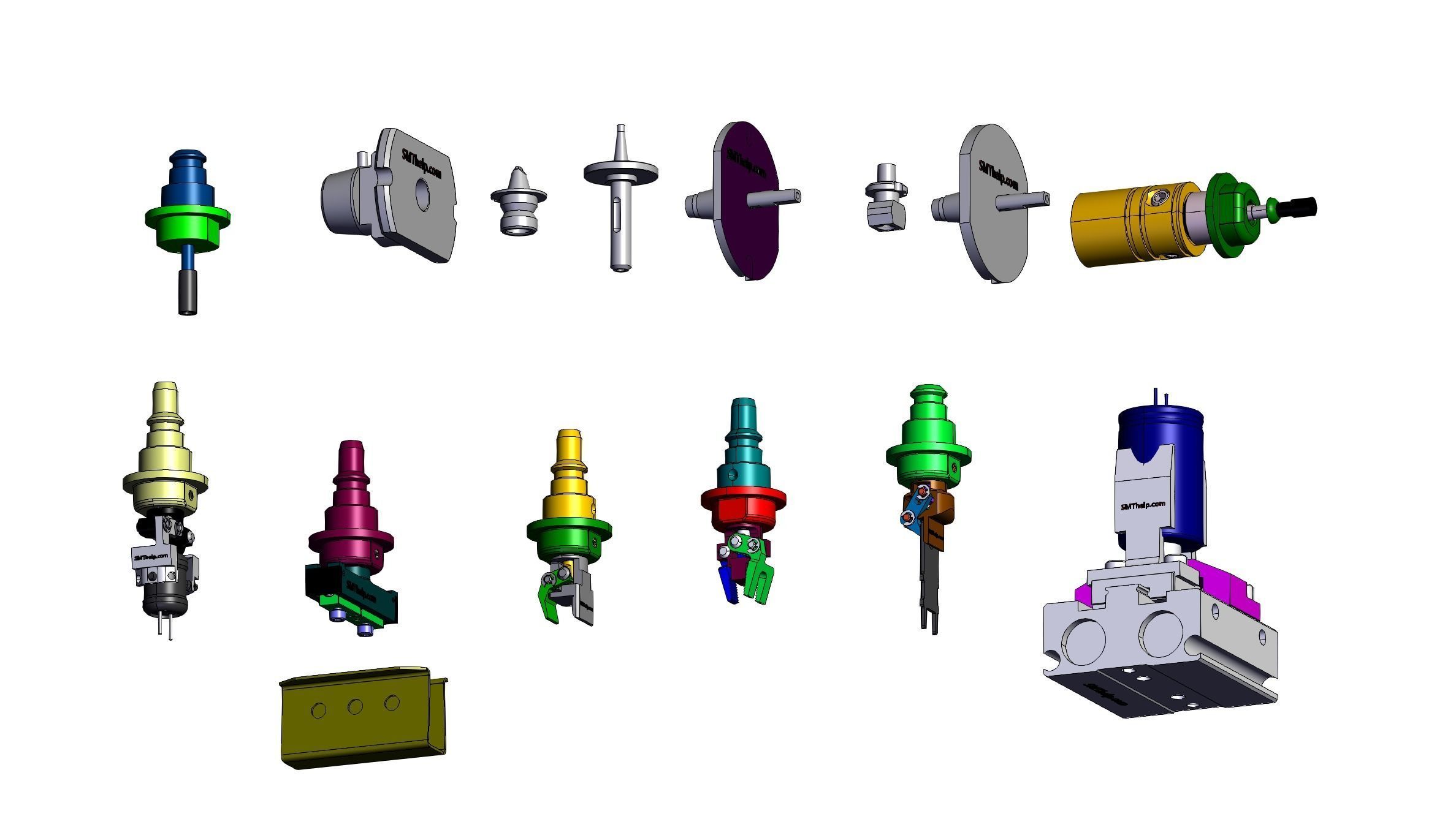 What is SMT gripper nozzle with component for PCB assembly 3D model