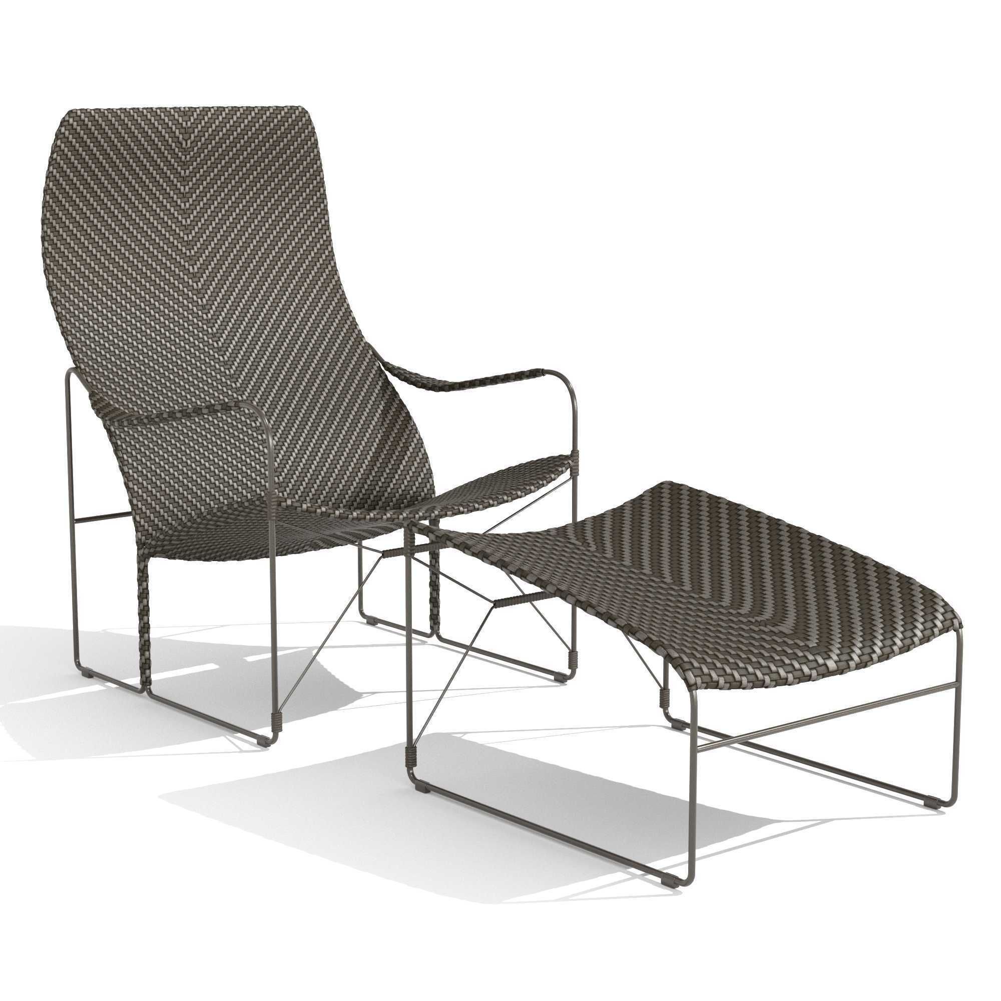 JANUS et Cie WHISKEY  Garden armchair and footstool 3D model