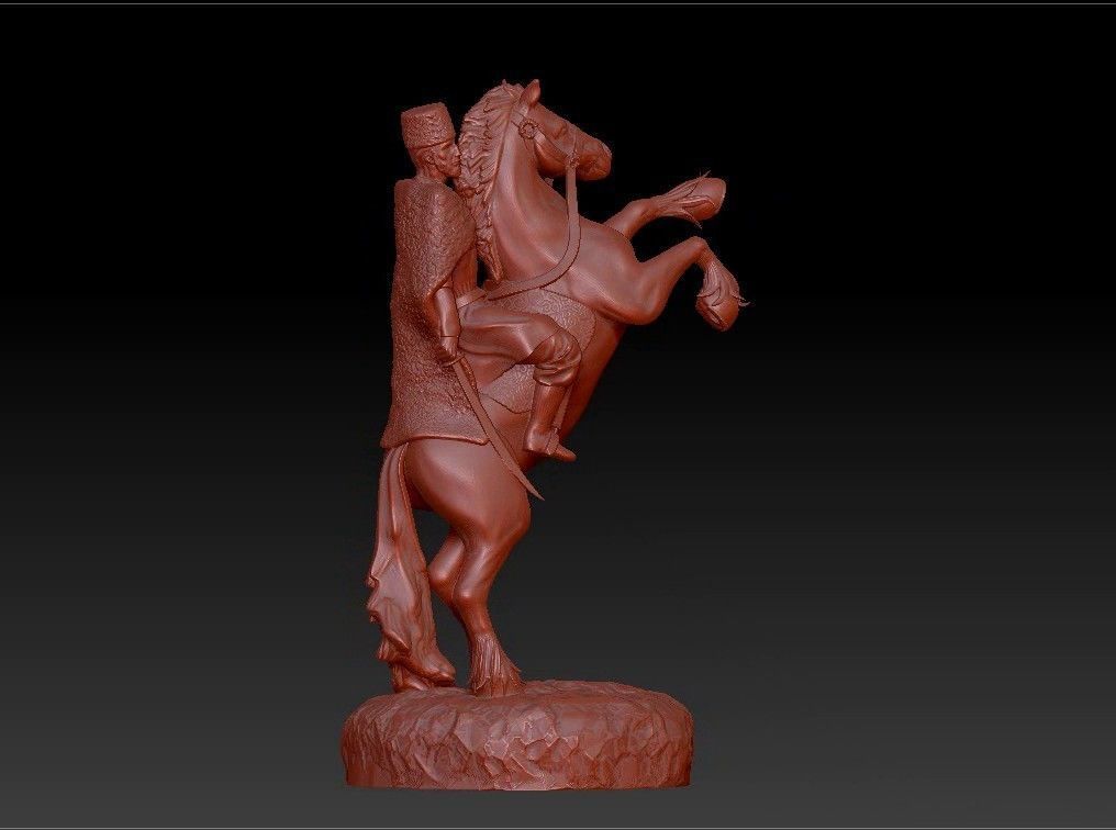 horse rider man statue