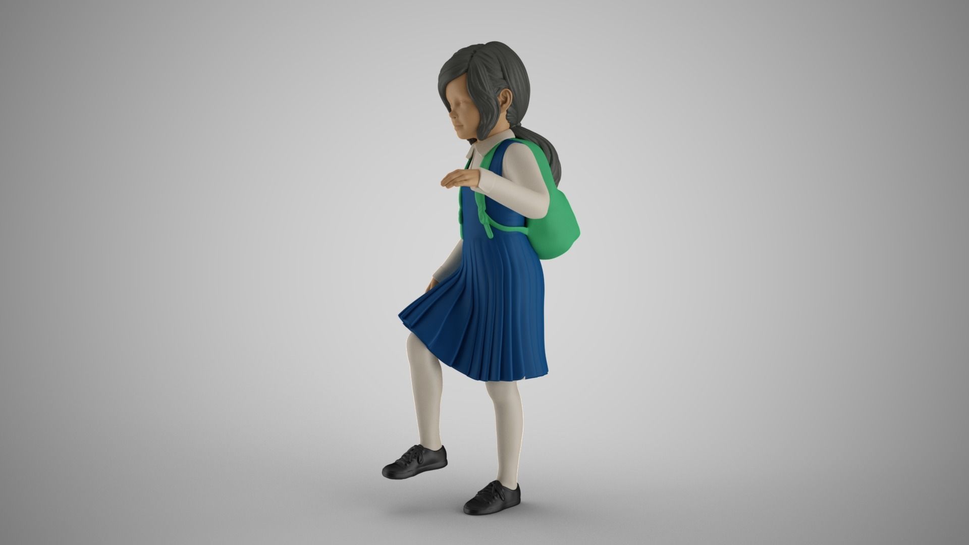 Little School Girl Climbing Steps 2