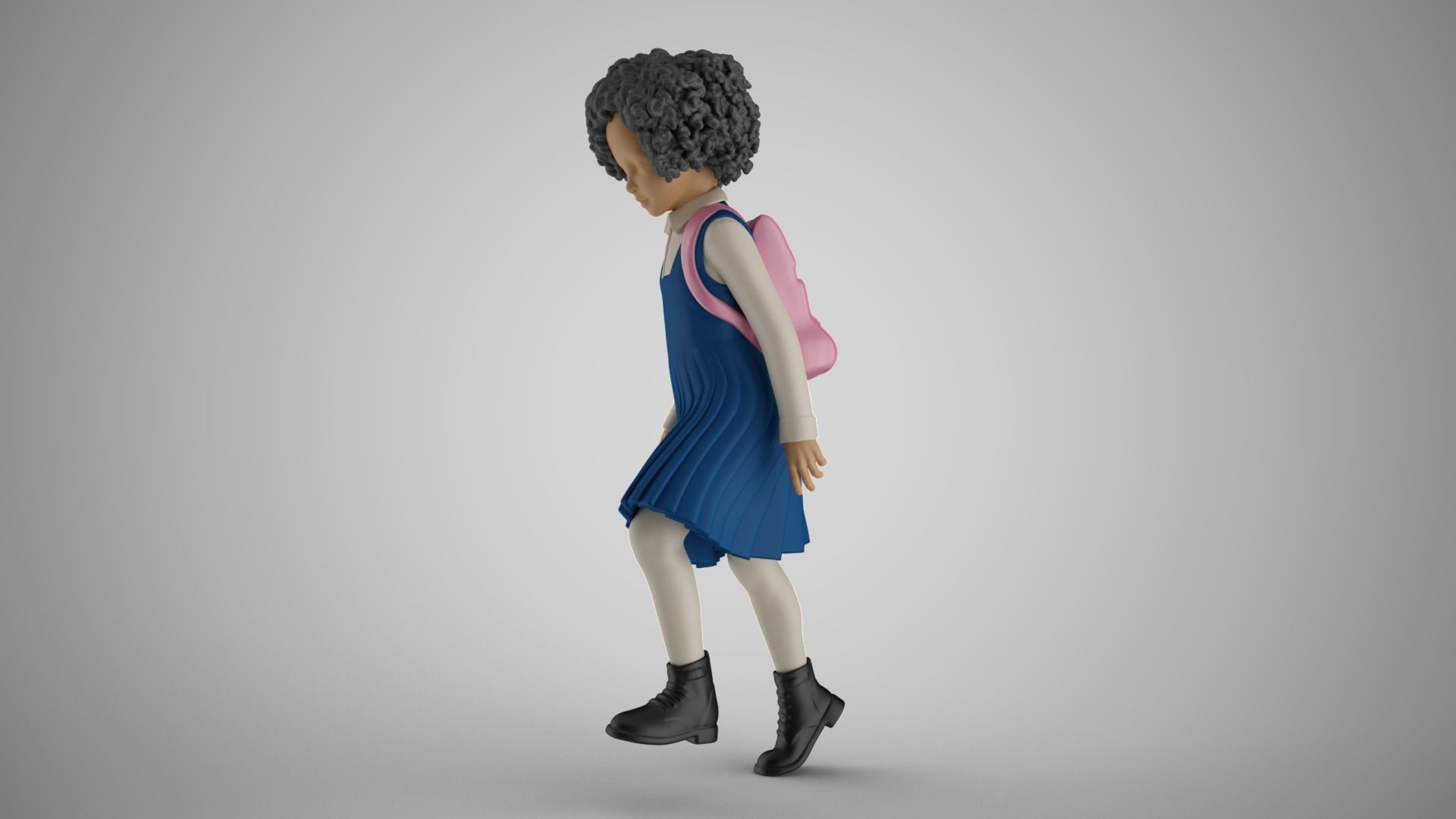 Little School Girl Climbing Steps 3