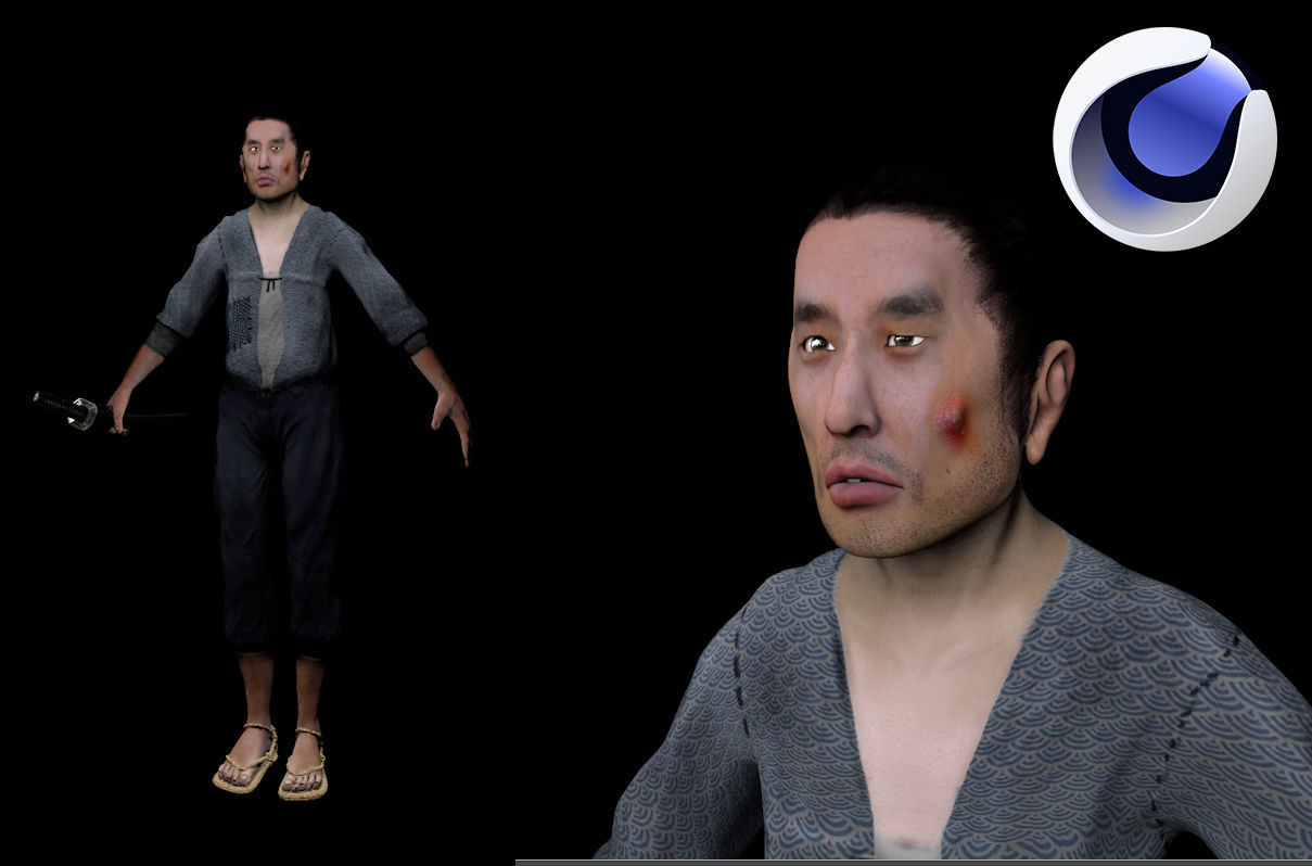 Feudal poor japanese man