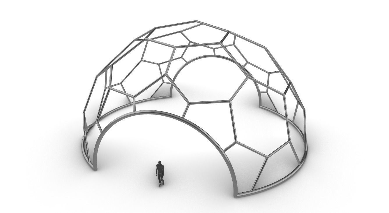 Hexagonal Dome with entry Geodesic Like Pattern 3D