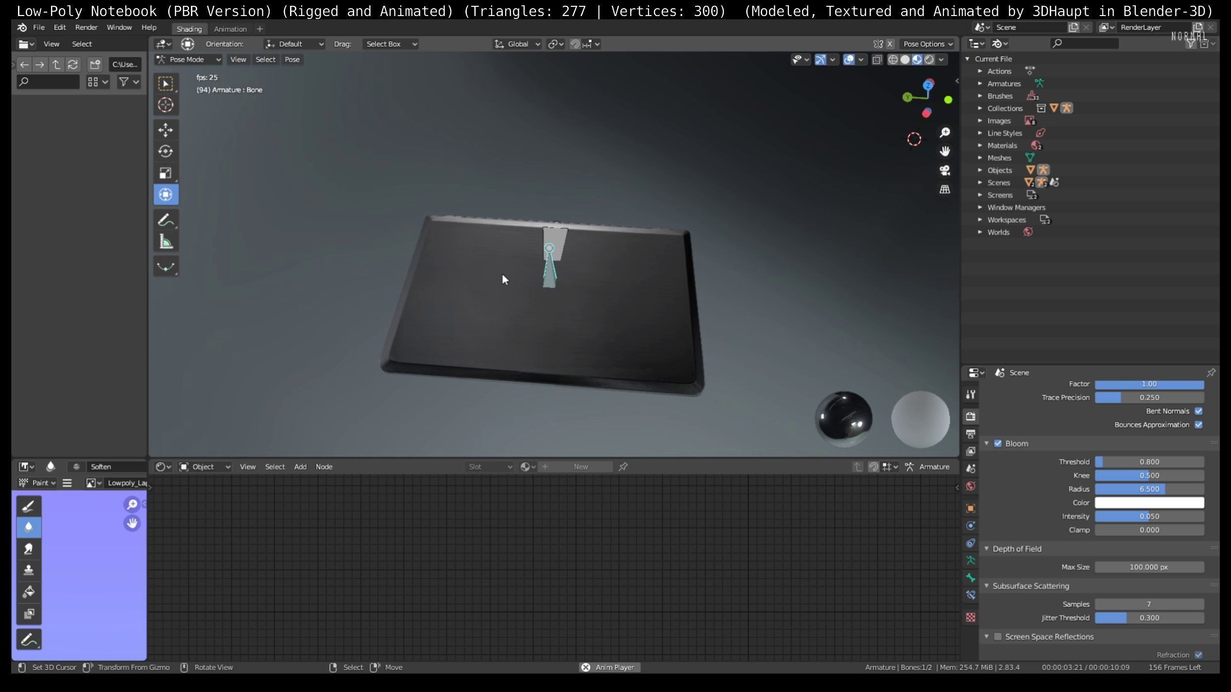 3D model Lowpoly Notebook Blender29 Version VR / AR / lowpoly CGTrader