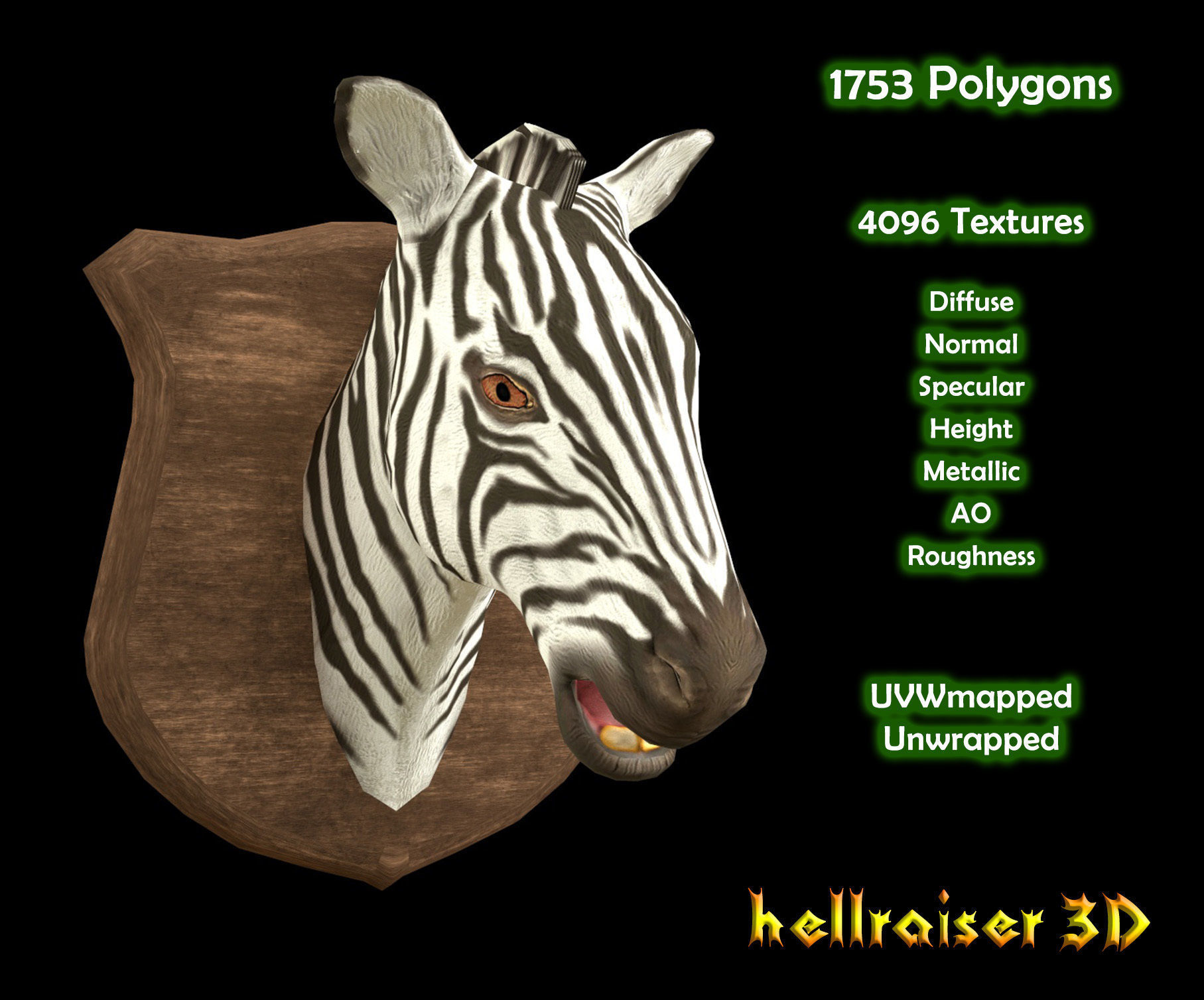 Zebra Head - PBR - Textured