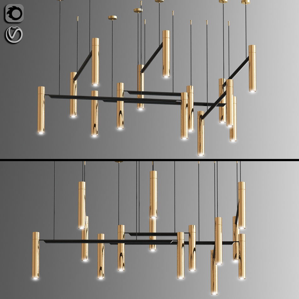 3D Tubular Horizontal Henge Ceiling Lamp CGTrader