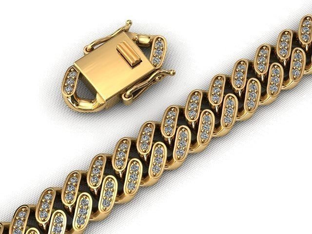 8MM MIAMI CUBAN LINK CHAIN DIAMOND 3D 